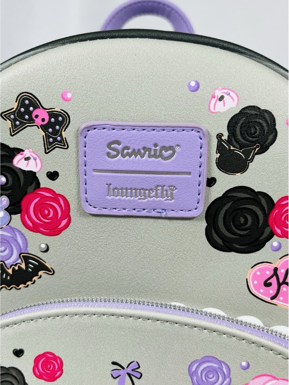 Loungefly Kuromi Sanrio Mini Backpack Purple Faux Leather Anime Bag for Women - Picture 2 of 5